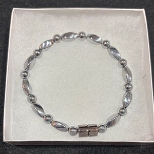Elegant Women’s Handmade All Magnetic Silver Beaded Bracelet #13